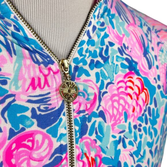 Lilly Pulitzer Skipper Popover Top Women’s XS Pink Blue Treasure Trove 1/4 Zip - Picture 5 of 10
